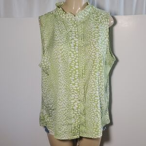 Jennifer and Grace Green Sleeveless Button Down Blouse Size 2X